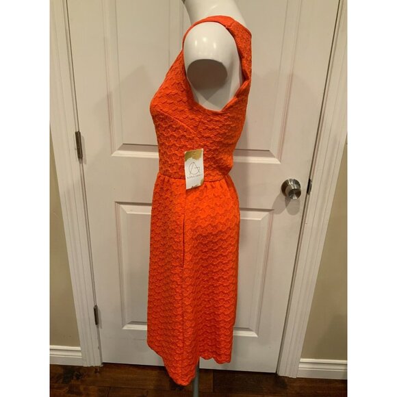 Maeve Anthropologie Orange Geometric Textured Sleeveless Dress, Size XS - Picture 4 of 9